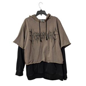 Darker Wavs Warp Layered Pullover Hoodie